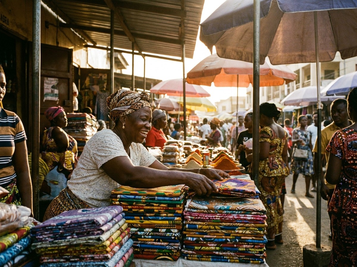 Market trader at work in Accra